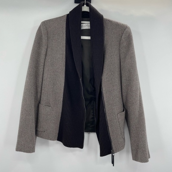 Max Mara lana virgin wool cashmere zipper jacket/blazer size 8 - Picture 1 of 10